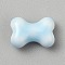 Handmade Porcelain Beads, Bone Shape, Bright Glazed Porcelain, Sky Blue, 9.5x14x6mm, Hole: 1.9mm