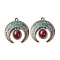 Alloy with Synthetic Turquoise Pendants, Red Copper & Green Patina, Moon, 30x28x5mm, Hole: 2mm