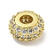 Rack Plating Brass Micro Pave Cubic Zirconia Beads, Long-Lasting Plated, Lead Free & Cadmium Free, Rondelle, Real 18K Gold Plated, Clear, 9.5x5mm, Hole: 3mm