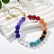 Long-Lasting Plated Brass Beads Slider Bracelets for Women, with Natural Tiger Eye & Dyed Jade &  Synthetic Turquoise & Lampwork Beads, Golden, Inner Diameter: 1-3/4~3-1/4 inch(4.5~8.3cm)