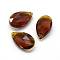 Faceted Glass Pendants, Teardrop, Dark Orange, 22x13x8.5mm, Hole: 1mm