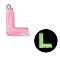 Luminous Resin Pendants, Glow in the Dark, with Platinum Plated Loop, Letter, Letter L, 24x16.5x5.5mm, Hole: 1.8mm