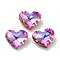 Glass Rhinestone Cabochons, Point Back & Back Plated, Faceted, Heart, Fuchsia, 8.5x10x4mm