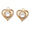 304 Stainless Steel Rhinestone Pendants, Ion Plating(IP), Heart, Golden, Clear, 18.5x16.5x4.5mm, Hole: 2.5mm