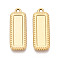 304 Stainless Steel Pendant Cabochon Settings, Rectangle Charms, Ion Plating(IP), Real 18K Gold Plated, 28x10x2mm, Hole: 1.6mm, Tray: 20x5mm