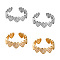4Pcs 2 Colors Brass Rhinestone Adjustable Open Cuff Rings for Women, Heart, Platinum & Light Gold, 5.5mm, 2pcs/color