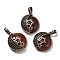 Natural Red Agate(Dyed & Heated) Pendants, with Brass Findings, Flat Round, 26.5x23x9mm, Hole: 8x5mm