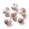 Valentine's Day Element Printed Wood Beads, Round, WhiteSmoke, 16mm, Hole: 4mm