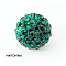 Polymer Clay Rhinestone Beads, Pave Disco Ball Beads, Grade A, Round, Half Drilled, Emerald, 10mm, Hole: 1mm