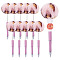 ABS Plastic Ball-Point Pen, Stainless Steel Beadable Pen, with Pom Pom Ball, for DIY Personalized Pen, Flamingo, 170~175x11.5~51mm