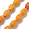 Handmade Millefiori Lampwork Beads Strands, Rice, Orange, 11~12x7~8mm, Hole: 0.9mm, about 31pcs/strand, 13.98~14.37 inch(35.5~36.5cm)