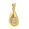 Rack Plating Brass Micro Pave Cubic Zirconia Pendants, Long-Lasting Plated, Lead Free & Cadmium Free,Real 18K Gold Plated, Teardrop with Letter Charms, Letter M, 21x11mm, Hole: 5x3mm