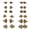 12Sets 6 Styles Tibetan Style Zinc Alloy Hook Button, Shawls and Capes Buckle, for Garment Accessories, Antique Bronze, 20~67x19~66x3~8mm, Hole: 1.5~2.5mm, 2sets/style