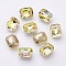 K9 Glass Rhinestone Cabochons, Shiny Laser Style, Imitation Austrian Crystal, Pointed Back & Back Plated, Faceted, Rectangle, Back Plated, Champagne Yellow, 10x8x4mm