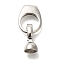 Brass Fold Over Clasps, Oval, Platinum, 26.5mm, clasp: 14x7x7mm, hole: 5.5mm, pendant: 15x12x3.5mm, hole: 1.5x1.7mm