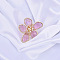 Alloy & Rhinestone/Synthetic Quartz Cuff Rings, Flower, Pearl Pink, Inner Diameter: 15~20mm