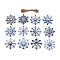 12Pcs Christmas UV Single Face Printed Wood Pendant Decorations, Snowflake, Jute Rope Hanging Decorations, Laser Cut Wood Shapes, Cornflower Blue, 75~79x73~79x2mm, Hole: 2.5~3mm