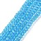 Electroplate Glass Beads Strands, Half Rainbow Plated, Faceted, Rondelle, Deep Sky Blue, 8x6mm, Hole: 1mm, about 60~62pcs/strand, 39~40cm