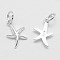 925 Sterling Silver Pendants, Starfish/Sea Stars, with 925 Stamp, Silver, 15x9.5x2mm, Hole: 4mm