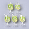 Acrylic Goblet Pendants, Imitaion Fruit Juice Charms, with Epoxy Resin and Polymer Clay inside, Platinum Tone Iron Eye Pins, Yellow Green, 45~46x21mm, Hole: 2mm