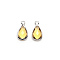 Faceted Glass Pendants, with Brass Findings, November Birthstone Pendant, Teardrop, Platinum, Gold, 13.5x7.5x4mm, Hole: 1.6mm