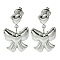 Tarnish Resistant 304 Stainless Steel Dangle Stud Earrings, Bowknot with Heart, Stainless Steel Color, 21x14.5mm