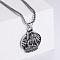 316L Surgical Stainless Steel Fashionable Punk Hip-hop Pendant Necklace, Round Buddha, Antique Silver, 23.62 inch(60cm)