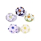 Handmade Lampwork Enamel Beads, Hand Drawn Beads, Bumpy Round with Flower, Mixed Color, 14x10.5~12mm, Hole: 1.5mm