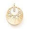 Brass Micro Pave Clear Cubic Zirconia Pendants, Long-Lasting Plated, Oval, Golden, 20x14.7x3.3mm, Hole: 1.4mm
