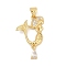 Brass Micro Pave Cubic Zirconia Pendants, Mermaid, Lead Free & Cadmium Free, Long-Lasting Plated, Rack Plating, Real 18K Gold Plated, 26x15.5x2mm, Hole: 5.5x3.5mm