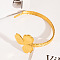 Elegant 304 Stainless Steel Cuff Bangles for Women, Clover, Real 18K Gold Plated, clower: 1-1/4 inch(3.21cm), Inner Diameter: 2-1/2 inch(6.23cm)