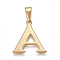 304 Stainless Steel Pendants, Golden, Initial Letter.A, 25.5x23x1.5mm, Hole: 5x8mm
