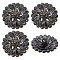 4Pcs 1-Hole Alloy Glass Shank Buttons, Flower, Gunmetal, 25x14mm, Hole: 2.4mm