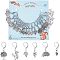 NBEADS 18 Pcs Alloy Pendants Stitch Markers, 6 Styles Tibetan Style Crochet Stitch Marker with Leverback Earring Hook Squirrel Hedgehog Leaf Pine Cone Charms for Knitting Sewing Jewelry Making