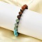 Adjustable Natural & Synthetic Mixed Gemstone Beads Braided Bead Bracelets for Men Women, Round, Inner Diameter: 2-1/8~2-3/4 inch(5.3~7.1cm)