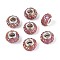 Opaque Resin European Beads, Large Hole Beads, Rondelle with Silver Color Plated Brass Cores, Pale Violet Red, 13.5~14x8.2~9mm, Hole: 5mm