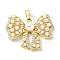 Rack Plating Brass Pave Cubic Zirconia Pendants, with Plastic Imitation Pearl, Bowknot, Long-Lasting Plated, Lead Free & Cadmium Free, Real 18K Gold Plated, 20x24.5x6mm, Hole: 3.5x5mm