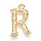 304 Stainless Steel Pendants, Letter Charms, Letter R, 21.5x13.5x3mm, Hole: 1.6mm