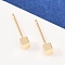 Brass Stud Earrings for Women, Cube, Real 18K Gold Plated, 3x3mm