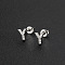 Brass Micro Pave Clear Cubic Zirconia Stud Earrings, Clear, Letter Y, 6.5mm