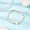 Glass Pearl Round Beaded Link Bracelets for Women, with Brass Spacer Beads, Pink, 8-3/4 inch(22.1cm)