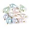 Pearlized Glass Pearl Pendants, Teardrop, with 304 Stainless Steel Loop, Real 18K Gold Plated, Ion Plating(IP), Mixed Color, 15.5~17x8mm, Hole: 1.4~1.8mm