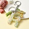 Resin & Acrylic Keychain, with Faux Suede Tassel Pendant & Alloy Findings, Letter R, 9.5cm