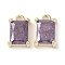 Brass Micro Pave Cubic Zirconia Charms, Cadmium Free & Nickel Free & Lead Free, Real 18K Gold Plated, Rectangle, Purple, 9.5x6x3mm, Hole: 1.2mm