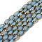 Electroplate Glass Beads Strands, Half Golden Plated, Faceted, Oval, Light Sky Blue, 7x4.5x3.5mm, Hole: 0.8mm, about 48~50pcs/strand, 12.59~13.38 inch(32~34cm)