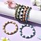 7Pcs 7 Colors Dyed Natural Lava Rock Round Beads Stretch Bracelets for Men Women, Inner Diameter: 2 inch(5.2cm)~2-1/8 inch(5.5cm), 1pc/color