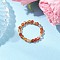 Natural Carnelian Beaded Stretch Rings for Women, with Glass Seed Beads, Faceted Round, Inner Diameter: 19mm