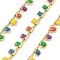 Brass Rectangle Link Chains, with Enamel, Soldered, with Spool, Real 18K Gold Plated, Long-Lasting Plated, Mixed Color, 4x1.5x0.7mm, 10m/roll