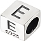 Sterling Silver Beads, Cube, European Bead, Letter E, 6x6x6mm, Hole: 4.5mm