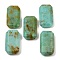 Natural African Turquoise(Jasper) Pendants, Faceted Rectangle Charms, 34~35.5x19~20.5x7~8mm, Hole: 1.6mm
